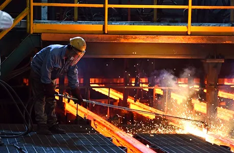 Steel production factory in India showing industrial growth